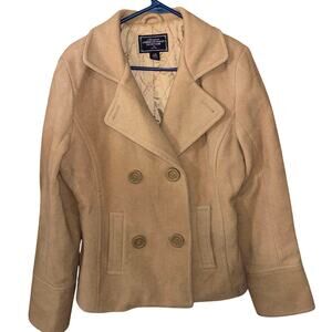 American Eagle Outfitters women’s tan double-breasted peacoat quilt-lined large